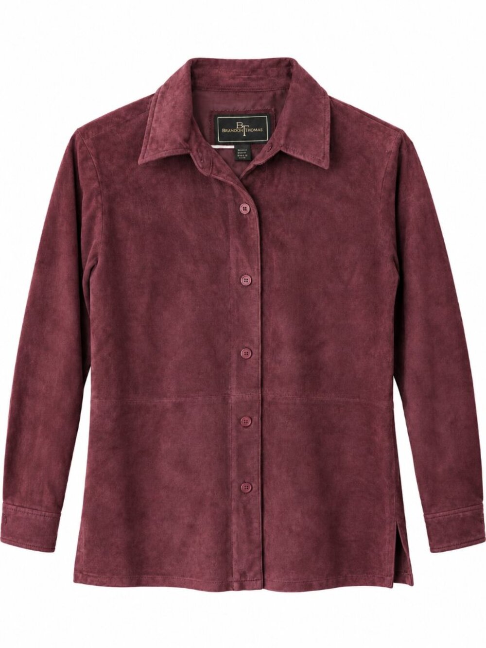 Brandon Thomas Genuine Leather Shirt Jacket Size S Burgundy